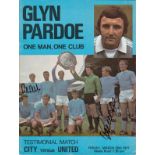 Autographed Man City Programme, Glyn Pardoe Testimonial 1977 V Man United, The Front Cover Shows