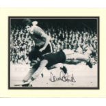 Chris Nicholl and Dennis Mortimer signed 12x10 mounted black and white photo pictured in action