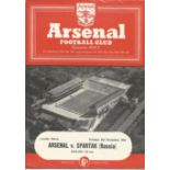 Football Vintage Programme Arsenal v Spartak Moscow 9th November 1954 score written neatly on the