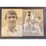 Cricket Brian Luckhurst and John Edrich signed photos two 7x6 black and white magazine photos