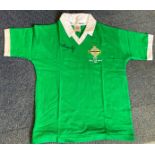 Football Pat Jennings signed Northern Ireland Spain World Cup Finals 1982 retro shirt. Good