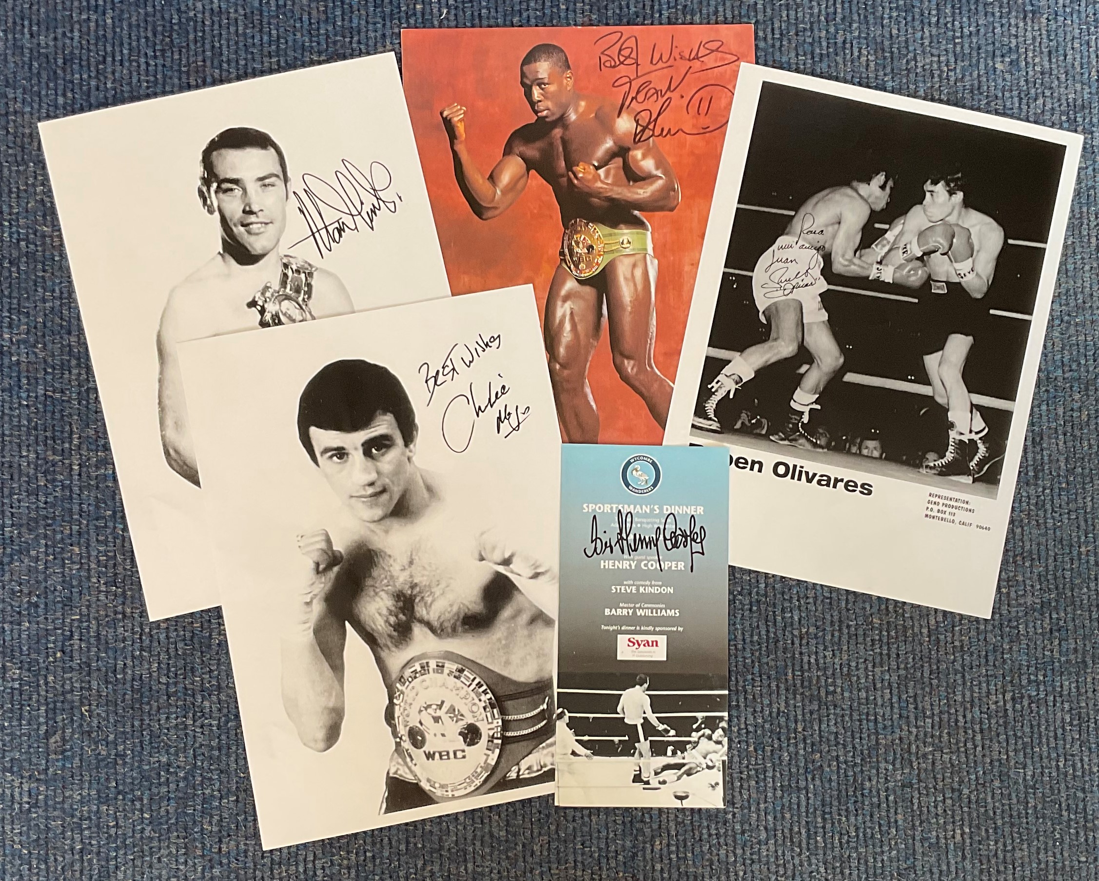 Boxing Collection 6 items includes some legends of the ring such as Alan Minter , Charlie Magri