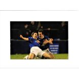Dan Gosling signed 16x12 overall mounted colour photo pictured celebrating while playing for