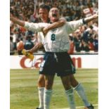 Paul Gascoigne signed colour photo pictured celebrating after Englands victory against Scotland at