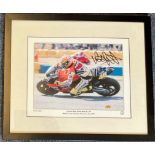 Motor Cycling Valentino Rossi signed 20x17 mounted and framed colour photo pictured in action at