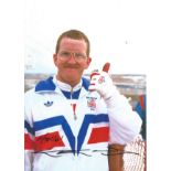 Eddie Edwards signed 12x8 colour photo. Michael Edwards, known as "Eddie the Eagle", is an English