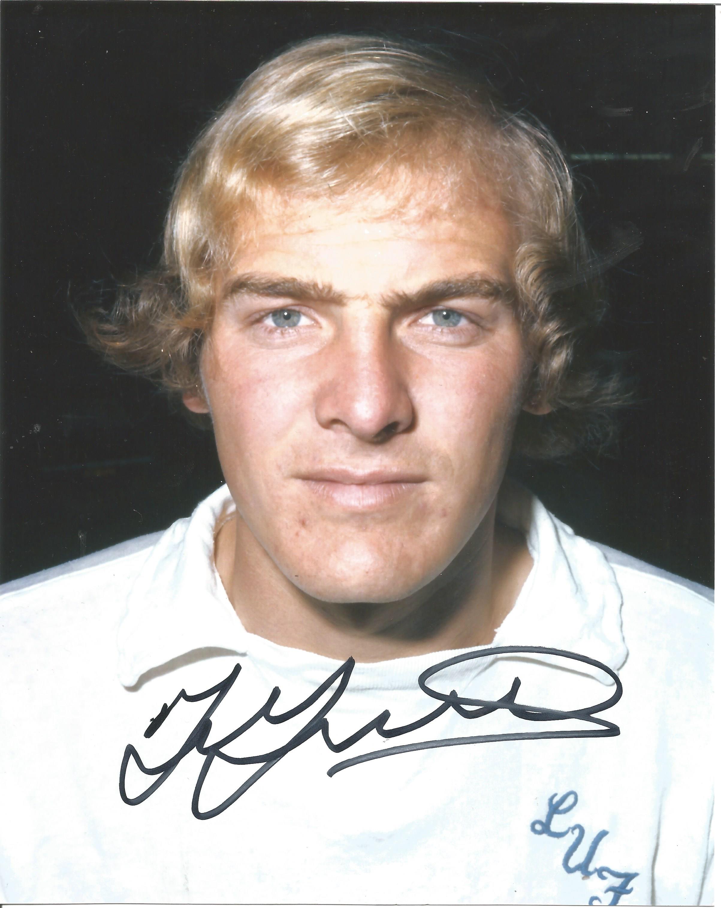 Football Terry Yorath signed 10x8 colour photo pictured during his playing days with Leeds United.