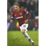 Football Manuel Lanzini signed 12x8 colour photo pictured in action for West Ham United. Good
