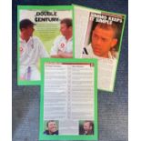 Mike Atherton , Alec Stewart and Andrew Symmonds signed magazine pages both affixed to A4 sheets.