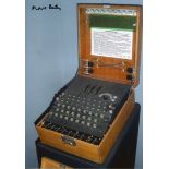 Bletchley Park codebreaker Mavis Batey signed 8x12 inch photo of an Enigma machine. Batey was one of