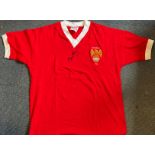 Football Bobby Charlton signed retro Manchester United 1958 Wembley shirt. Good condition. All