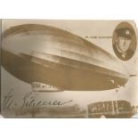 Hugo Eckener signed 12x8 sepia vintage 1920s Graf Zeppelin photo fountain pen signature. Hugo
