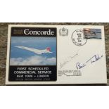 Concorde Test pilots Andre Turcat and Brian Trubshaw signed 1977 British Airways New York to