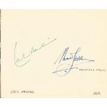 Jack Hawkins and Macdonald Hobley signed 6x5 album page taken from broadcaster Jan Leeming own