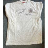 Football Fulham Legends multi signed retro shirt signatures include Jimmy Hill , Johnny Haynes ,