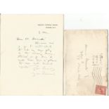 Sir J. M Barrie vintage rare ALS with original postage envelope. Sir James Matthew Barrie , 1st