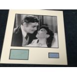Clarke Gable and Vivian Leigh autographs mounted with b/w photo from Gone with the Wind to an