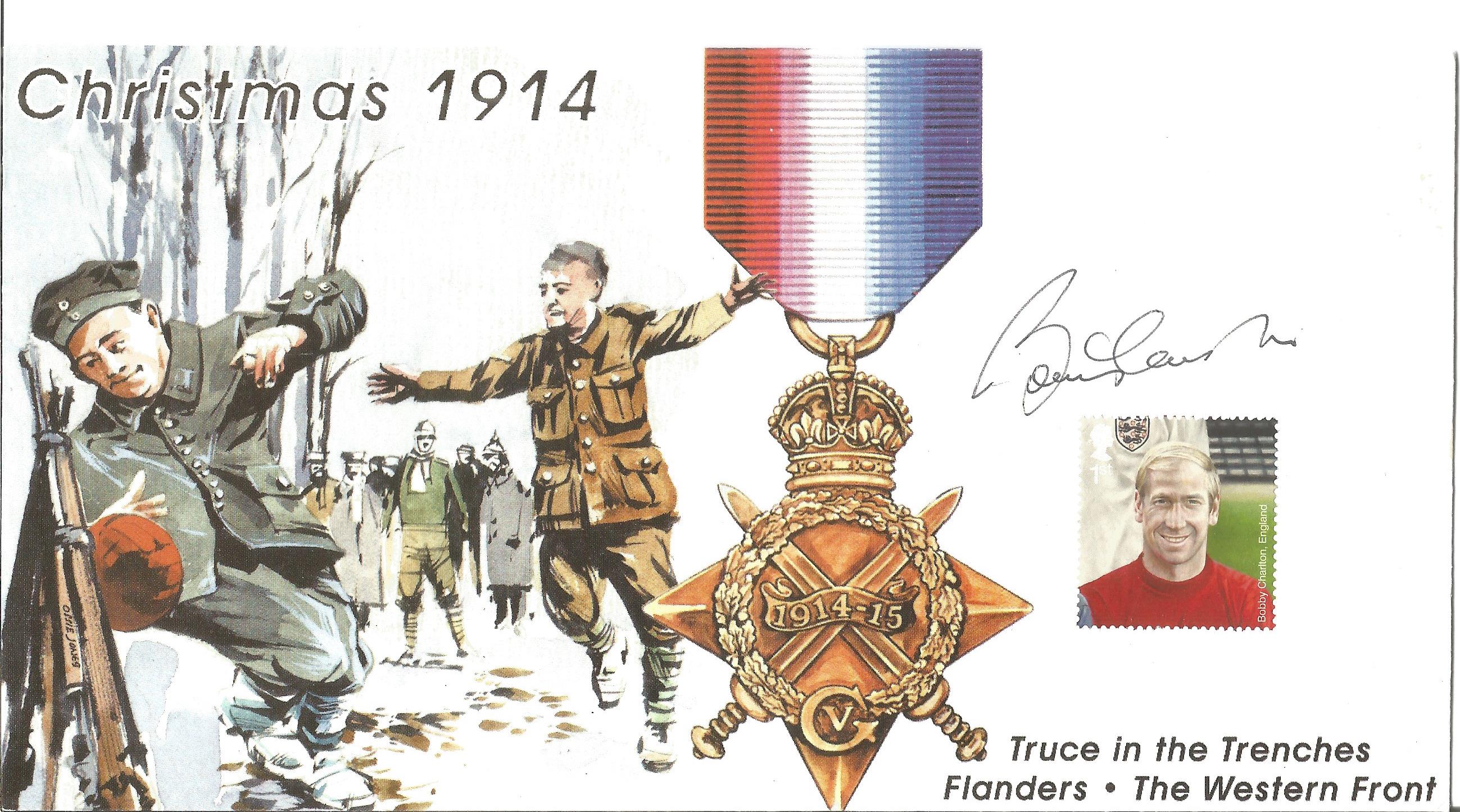 Bobby Charlton signed FDC to commemorate the truce in the trenches Christmas 1914 on the western