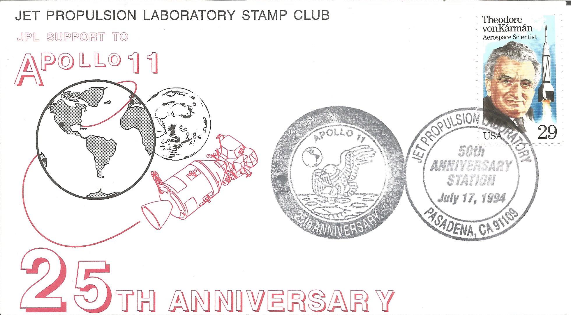 Apollo 11, 25th ann 1994 NASA Jet Propulsion unsigned FDC with Pasadena postmark. Good condition.