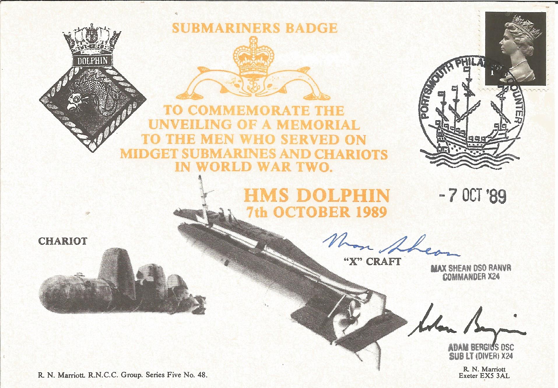 WW2 X craft Adam Bergius and Max Shean signed cover to commemorate the unveiling of a memorial to