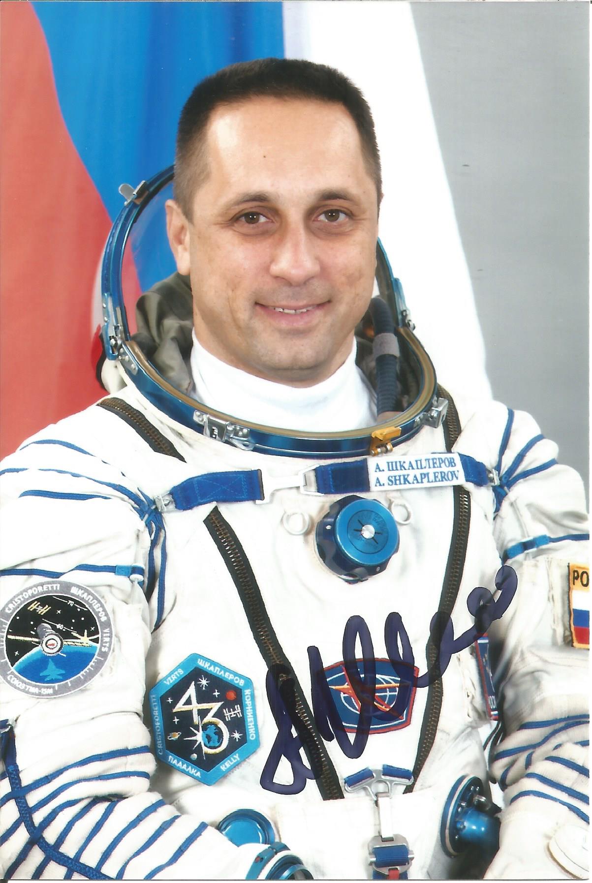 A. Shkaplerov Russian Soyuz Cosmonaut signed 6 x 4 colour photo. Good condition. All autographs come