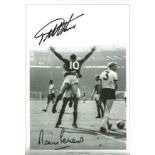 Geoff Hurst and Martin Peter signed 10x8 black and white image taken from the 1966 World Cup
