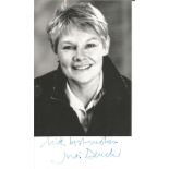 Judi Dench signed 10x8 Black and white image. Dame Judith Olivia Dench is an English actress. She
