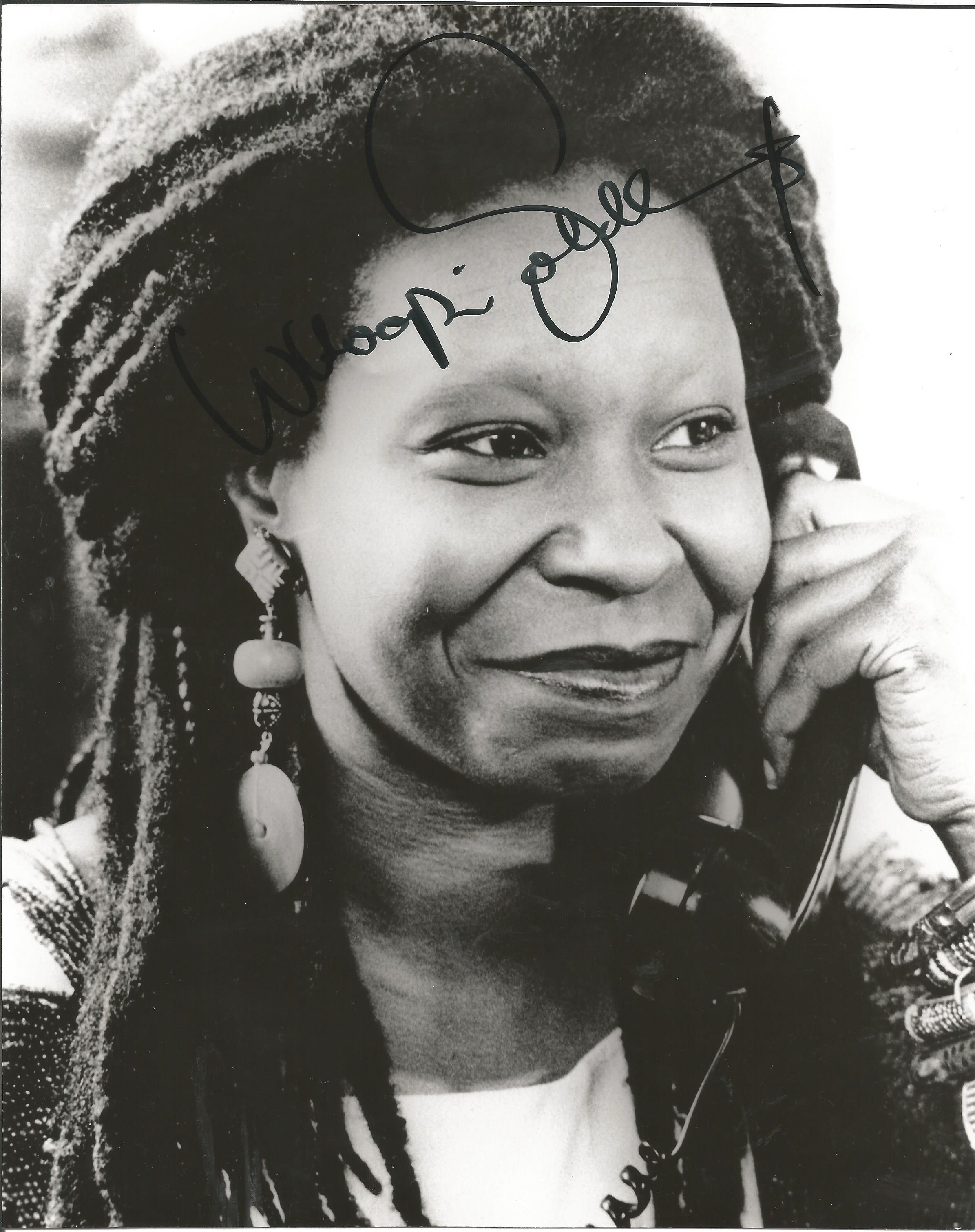 Whoopi Goldberg signed 10x8 black and white photo. Good condition. All autographs come with a