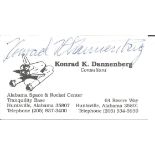Konrad Dannenberg NASA rocket pioneer signed business card. Good condition. All autographs come with