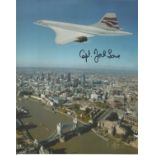 Concorde captain Jock Lowe signed 10 x 8 inch colour photo of Concorde over The Tower of London.