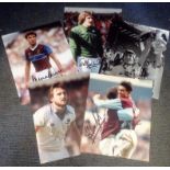 Football West Ham United collection 5 signed assorted photos from Hammer legends includes Phil