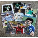Football collection 8 assorted signed colour photos signatures include Kevin Davies, James McCarthy,