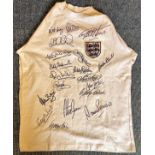Football England Legends multi signed retro shirt 18 signatures includes Geoff Hurst, Nobby