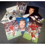 Football legends collection 8 signed assorted photos from some great names includes Frank Clarke,