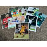 Football International collection 8 assorted signed photos includes Ruben Rochina, Richard Kingston,