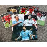 Football collection 8 assorted signed colour photos signatures include Sammy McIlroy, Elano, Diniyar