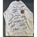 Football England Legends signed retro replica shirt includes 19 signatures such as Alan Ball, Paul