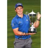 Golf Paul Dunne signed 12x8 colour photo pictured with the 2017 British Masters Trophy. Good