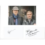 Sherlock Holmes 2 Signed Cards By Actors Benedict Cumberbatch & Martin Freeman With Sherlock