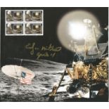 Apollo 14 Astronaut Ed Mitchell signed 10 x 10 inch colour space book photo of the lunar lander on