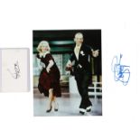 Fred Astaire and Ginger Rogers signed white cards with 10 x 8 inch colour unsigned photo. Good