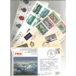 A Collection of 13 Unsigned FDC & Commemorative Covers, USA, UK, Gibraltar, Indonesia, Postmarks