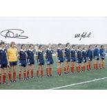 Autographed Scotland 12 X 8 Photo Col, Depicting Scottish Players Lining Up Shoulder To Shoulder