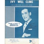 Bernard Bresslaw (1934-1993) Carry On Actor Signed Vintage 1959 Ivy Will Cling Sheet Music. Good