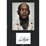 Samuel L Jackson signature piece mounted below colour photo. Approx overall size 16x12. Good