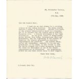 Herbert Samuel Liberal Leader typed signed letter 1929, giving best wishes to Parnell Kerr an