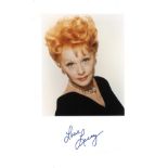 Lucille Lucy Ball signed white card with 10 x 8 inch colour unsigned photo. Good condition. All