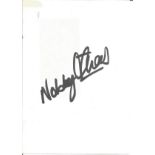 Nobby Stiles signed album page. Good condition. All autographs come with a Certificate of