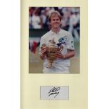 Stefan Edberg. Signature mounted with Wimbledon picture. Professionally mounted to 16x12 and framed.