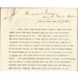 Historical typed letter with Franco-Prussian War interest 1870, four page typed manuscript dated